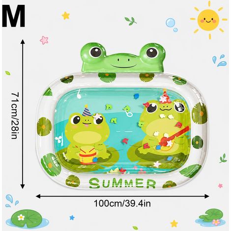 (Taille M) Tapis de jeu d'eau gonflable en forme de grenouille, tapis d'éveil sensoriel rempli d'eau, jouet d'éveil au sol pour tout-petits (1/5)