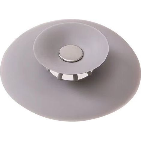 Abflussstopfen – Haarfänger – Silikon – grau – 10 cm – Verstopfungsfrei – Haarfänger – 10 cm (1/2)