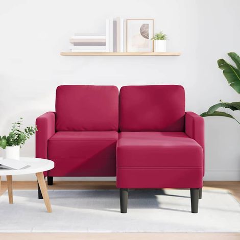 Canapé Sofa 2 places avec méridienne en L rouge bordeaux 125 cm (1/5)