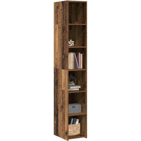 Meuble de Rangement Haut en Bois d'Ingénierie Style Rustique, Armoire Étroite 30x41x185 cm pour Salon ou Entrée (1/5)
