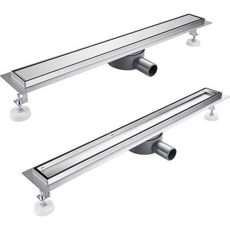 Caniveau de douche 110 cm Kit complet, gouttière en acier inoxydable, caniveau de douche extra plat et carrelable avec filtre à cheveux, arrêt anti-odeurs et siphon pivotant à 360° (1/5)