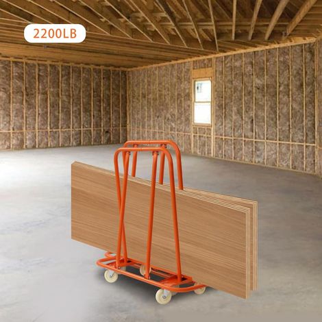 Drywall Cart 2200LBS Capacity Plasterboard Trolley with Brake Wheels Q235 Steel Frame Heavy Duty Drywall Cart for Construction & Warehouse Use (1/5)