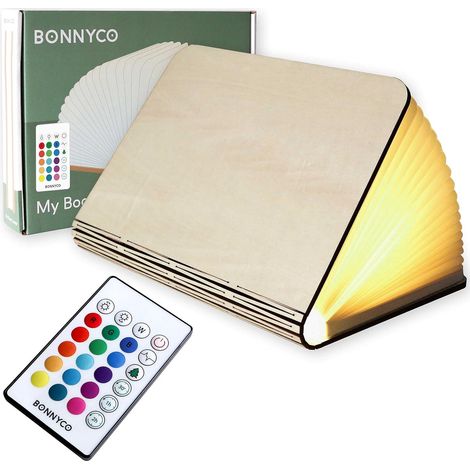 Lampe Livre Led Pliante en Bois avec Télécommande, Minuterie. Livre Lumineux Decoration Chambre, Maison, Bureau.Gadget, Idee Cadeau Noel Anniversaire Femme Homme (1/5)