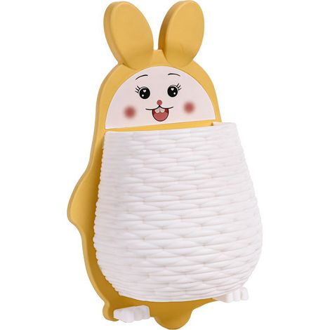 Égouttoir mural sans trou en forme de lapin mignon, boîte de rangement créative pour salon, cuisine et salle de bain, jaune-AquaForge (1/2)
