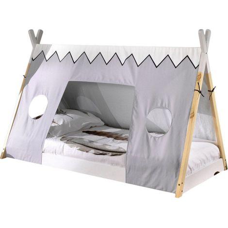 Pack - Lit Enfant & Textile "Tipi" 90x200cm Blanc (1/5)