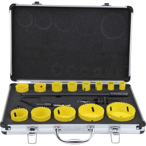 Lot HSS trépan scie cloche métal bois perceuse avec clé et vis, kit coupe ouverture professionnel (1/5)