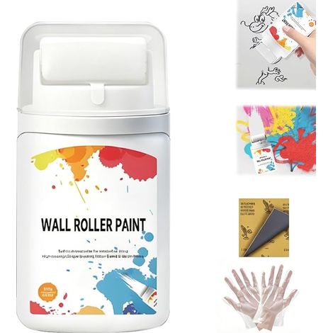 Retouche Peinture Blanc Mur 100g avec 1 Papier de Verre 1 Paire Gants (1/5)