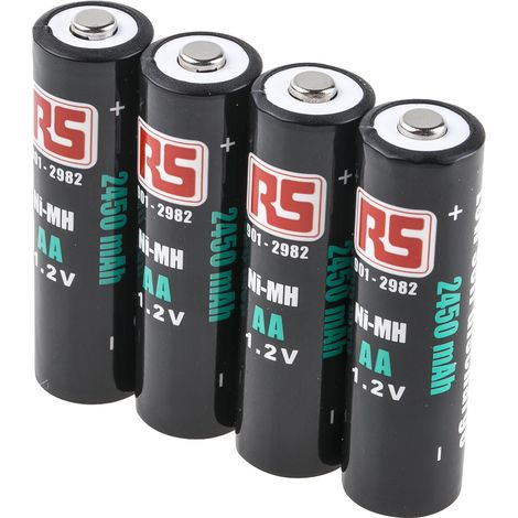 Batteries AA rechargeables 2.45Ah RS PRO, NiMH, 1.2V ( Prix pour Paquet de 4 ) (1/3)