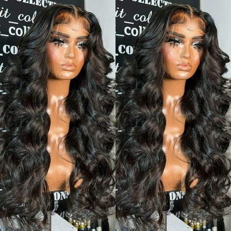 Perruque Frontale Lace HD 13x4 Body Wave Cheveux Humains 150% Densité 28 Pouces, Sans Colle, Noire Naturelle, Pré-Épluchée, Qualité 9A pour Femmes Noires (1/4)