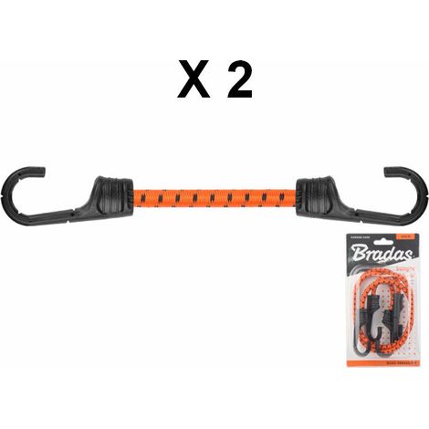Lot de 2 tendeurs élastiques 60cm ø 8mm crochet métal renforcé PVC