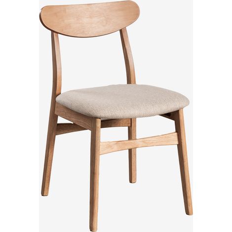 SKLUM Packung mit 2 Cloda-Esszimmerstühlen aus Stoff und Holz Naturholz - Leinen Beige                                  