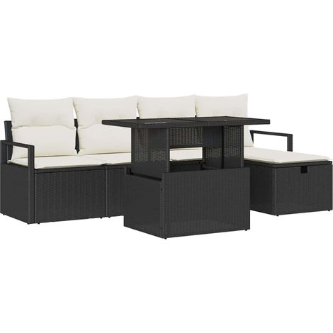 Maison Exclusive - Garten-Sofa-Set mit Kissen 6 pcs Schwarz Poly