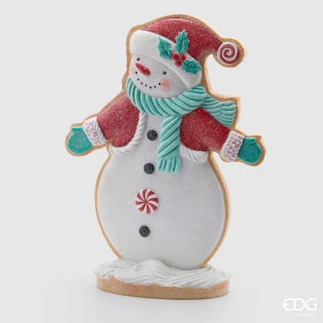 EDG Enzo De Gasperi Decoro Natale Pupazzo di Marzapane Poly H 38 Cm White Red