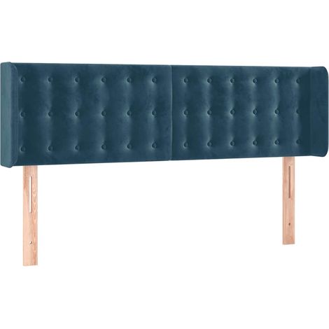 Maison Exclusive - Testiera ad Orecchio Blu Scuro 147x16x78/88 cm in Velluto (1/5)