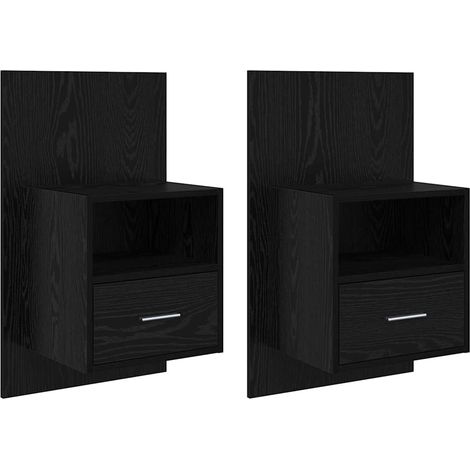 Mueble de cama con cajón 2 pcs Roble negro 48.5 x 32.5 x 80 cm vidaXL