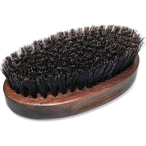 Brosse à barbe en poils de sanglier pour homme, manche style noyer, brosse lissante pour barbe, cadeau pour homme, noir et marron, (1/5)
