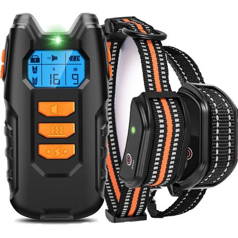 Collier Anti-Aboiement avec Télécommande - Collier de Dressage Canin à Portée de 2000ft, Étanche IP67, Modes Bip & Vibration (1-8), ,Une télécommande + deux colliers