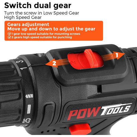 Perceuse visseuse sans fil POWTOOLS - 21V - 2 batteries Lithium + 28 accessoires + Chargeur — vue 3