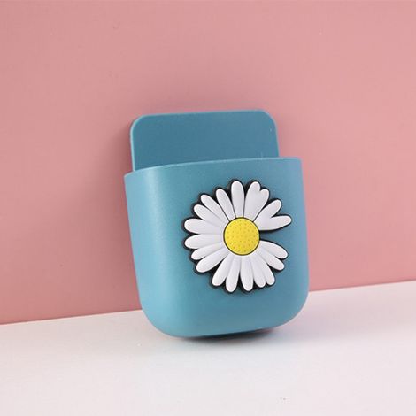 Porte-télécommande mural adhésif, organiseur de rangement pour stylos et téléphone, boîte de fixation sans perçage, bleu marguerite, pour bureau maison école