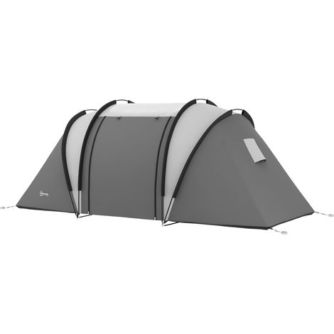 Tente familiale camping 4-5 personnes 2 chambres 3 fenêtres sac transport 450x220x180 cm