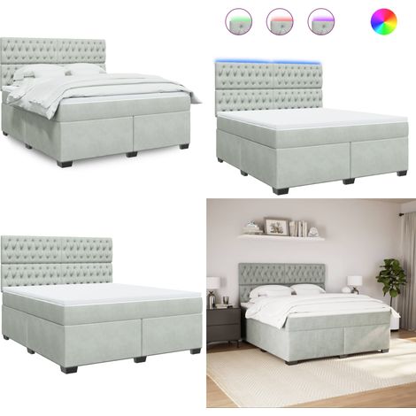 vidaXL Boxspringbett mit Matratze Hellgrau 180x200 cm Samt (1/5)