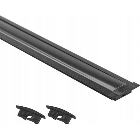 Profilé en aluminium pour ruban LED, encastré, noir, 1,5 m, abat-jour et 2 embouts AKS (1/3)