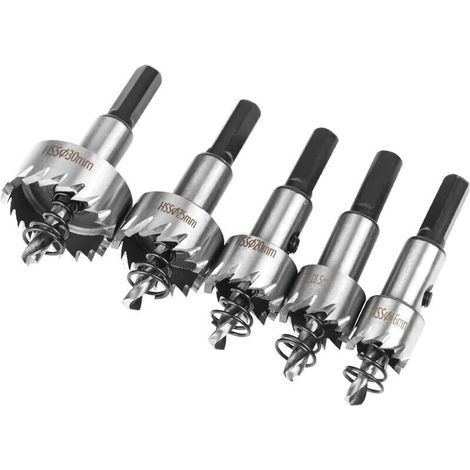 Coffret Scie Cloche, 5PCS Scie Trépan en HSS Cobalt Ø16/18,5/20/25/30mm, Scie Cloche en Acier Haute Vitesse Alliage, Acier, Acier Inoxydable, Approprié au Bois, Plastique, Métal-LIAIKI (1/5)