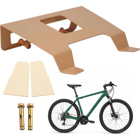 Relaxdays Bike wall mount, shelf & hooks, 3-in-1 holder, up to 30 kg, HWD: 9.5x35x30.5 cm, steel & wood, white (1/5)