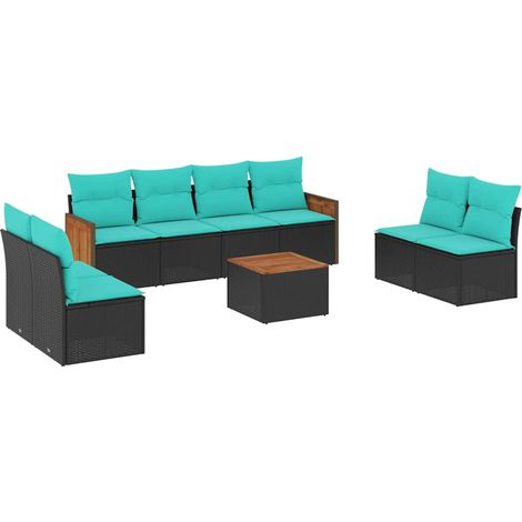 Maison Exclusive - 9-teiliges Gartensofa-Set mit Kissen, schwarze (1/5)
