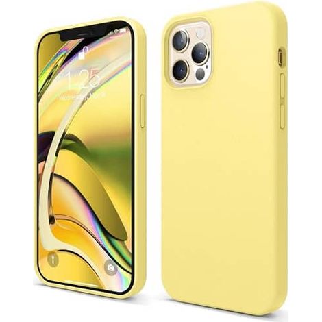 Funda silicona iphone 12 textura suave  Amarillo claro (1/3)