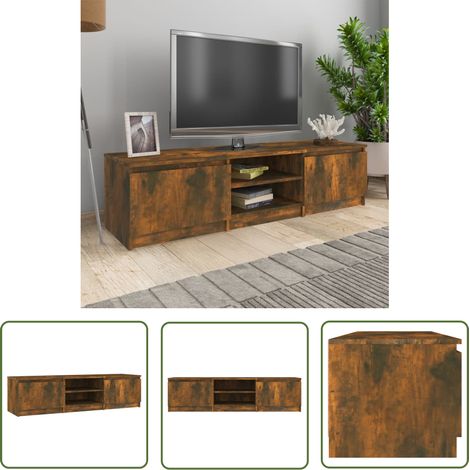 Furniture Limited - Meuble TV Chêne fumé 140x40x35,5 cm Bois (1/5)