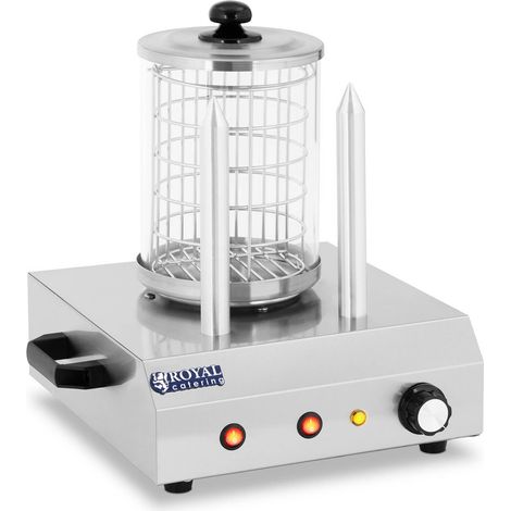 Royal Catering – Machine à hot dog 30 saucisses – Chauffage 422 W jusqu'à 97 °C – Acier inoxydable et verre trempé – Compact et mobile (1/7)