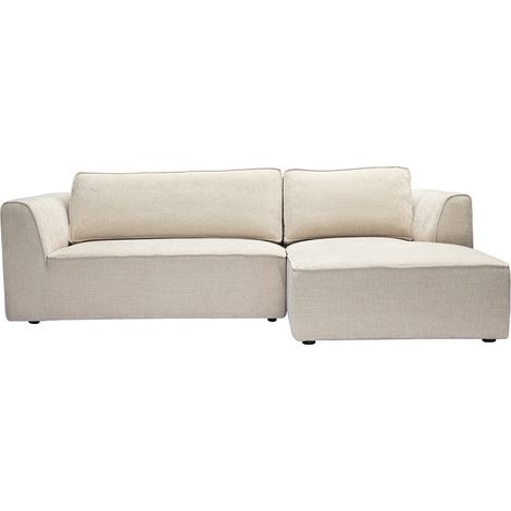 Ecksofa rechts Design in texturiertem Samt-Effekt Stoff beige 3-Sitzer GRAMMY