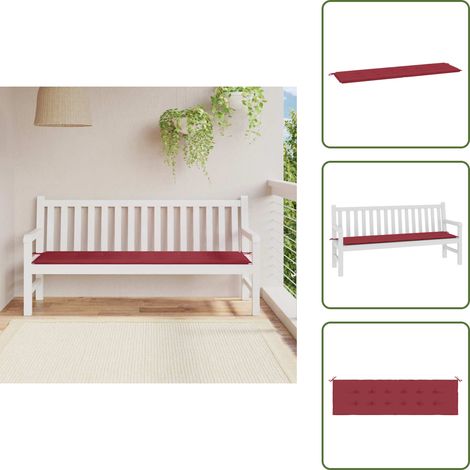 Coussin de banc de jardin rouge bordeaux 180x50x3 cm - Coussin De Banc - Coussin D'extérieur - Coussin Décoratif - Coussin Jardin - Housse De Coussin