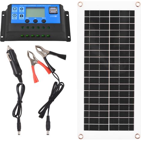Kit panneau solaire étanche 20W 12V silicium polycristallin haute efficacité avec contrôleur de charge PWM 300W 60A (1/5)