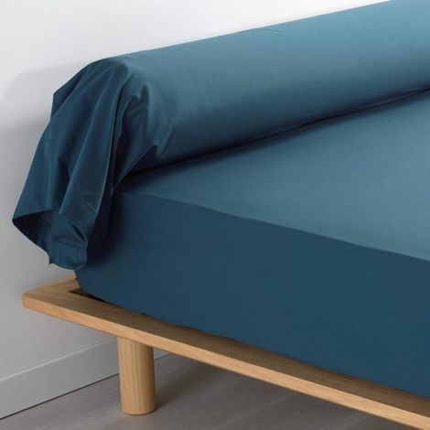 douceur d'intérieur, Taie de Traversin (85 x 185 cm) Percaline Bleu, Percale de Coton (1/3)