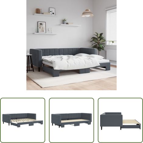 Schlafsofa -  Tagesbett Ausziehbar Dunkelgrau 90x200 cm Samt (1/5)