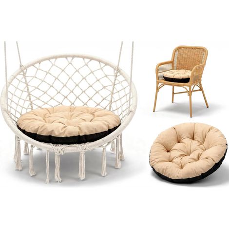 Coussin Chaise Suspendu et rotin Jardin 60 cm - Rond Coussins de Fauteuil siège Suspendue et papasan papasan pour extérieur et intérieur Beige Teinte B