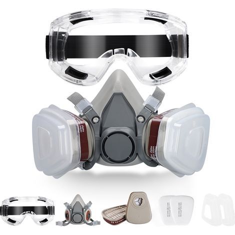 Masque Protection Réutilisable Avec Filtre Anti Poussière,Masque a Gaz Respiratoire avec Filtre pour Pulvérisation,Peinture,Travaux, Produits Chimiques,Bricolage,Ponçage (1/4)
