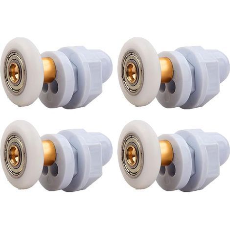 Rulli per porta doccia, 4 pezzi in ottone, rulli per porta scorrevole doccia, rulli per porta scorrevole, per la sostituzione dei rulli delle guide per porta doccia in vetro scorrevole (23 mm) (1/4)