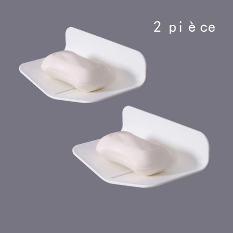 Porte Savon En Caoutchouc Sans Perçage - Support Autodrainant Pour Savon En Bloc - Pour Salle De Bains Douche Cuisine - Lot De 2 (1/5)