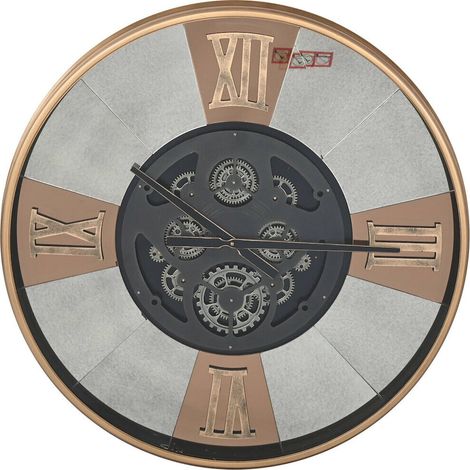 Horloge murale vintage noire dorée en métal et verre style industriel - Noir doré effet métal vieilli (1/4)