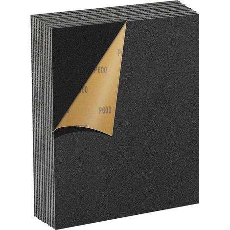 Set de Papier Abrasif 600 Grains, 12 Pièces 23 x 28cm Papier Abrasif Résistant à l'Eau pour Voitures Métaux Murs Bois Meubles, Polissage Humide et Sec Papier de Verre (1/5)