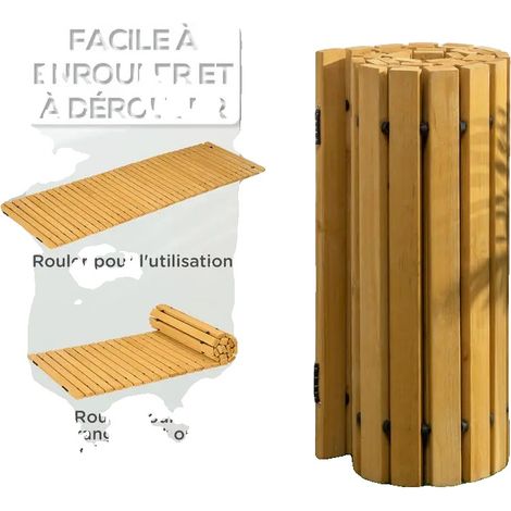 Sendero de jardín, material de madera natural, diseño flexible, 23 cm de ancho, 2,5 cm de grosor, estilo rústico zen. (1/5)