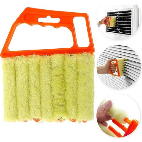 Brosse De Nettoyage Aveugle Brosse À Poulie De Poche Climatiseur Ménage Brosse De Nettoyage Outil-2pcs,Orange