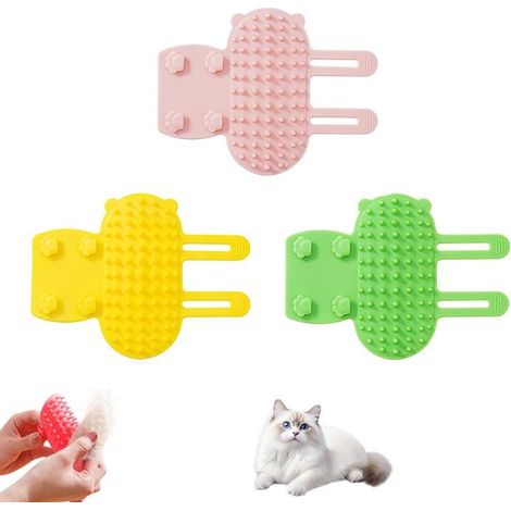 Dispositivo de autoaseo de 3 piezas para gatos: alfombrilla rascadora ajustable, masajeador de silicona para mascotas, color verde (1/5)
