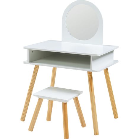 Tocador infantil con taburete 91,5 x 62 x 43,5 cm blanco 030011042