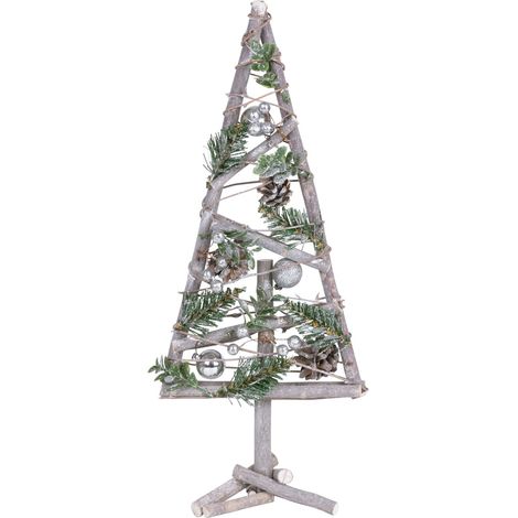 Baum MagicHome Weihnachten, Holz, mit silbernen Kugeln, 20x3x47 cm (1/2)