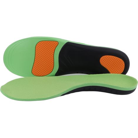 Semelles Gel Confortables Absorbant Chocs Protection Impact Orthopediques Soutien Voûte Plantaire Renforce Vert Fluorescent Taille 43-44 (1/5)