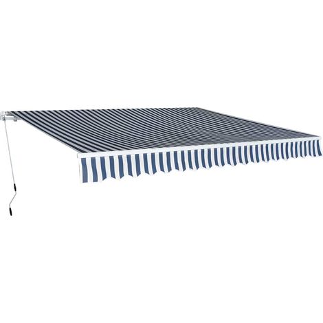 Store banne-Auvent pliable manuel 400 cm Bleu blanc (1/5)